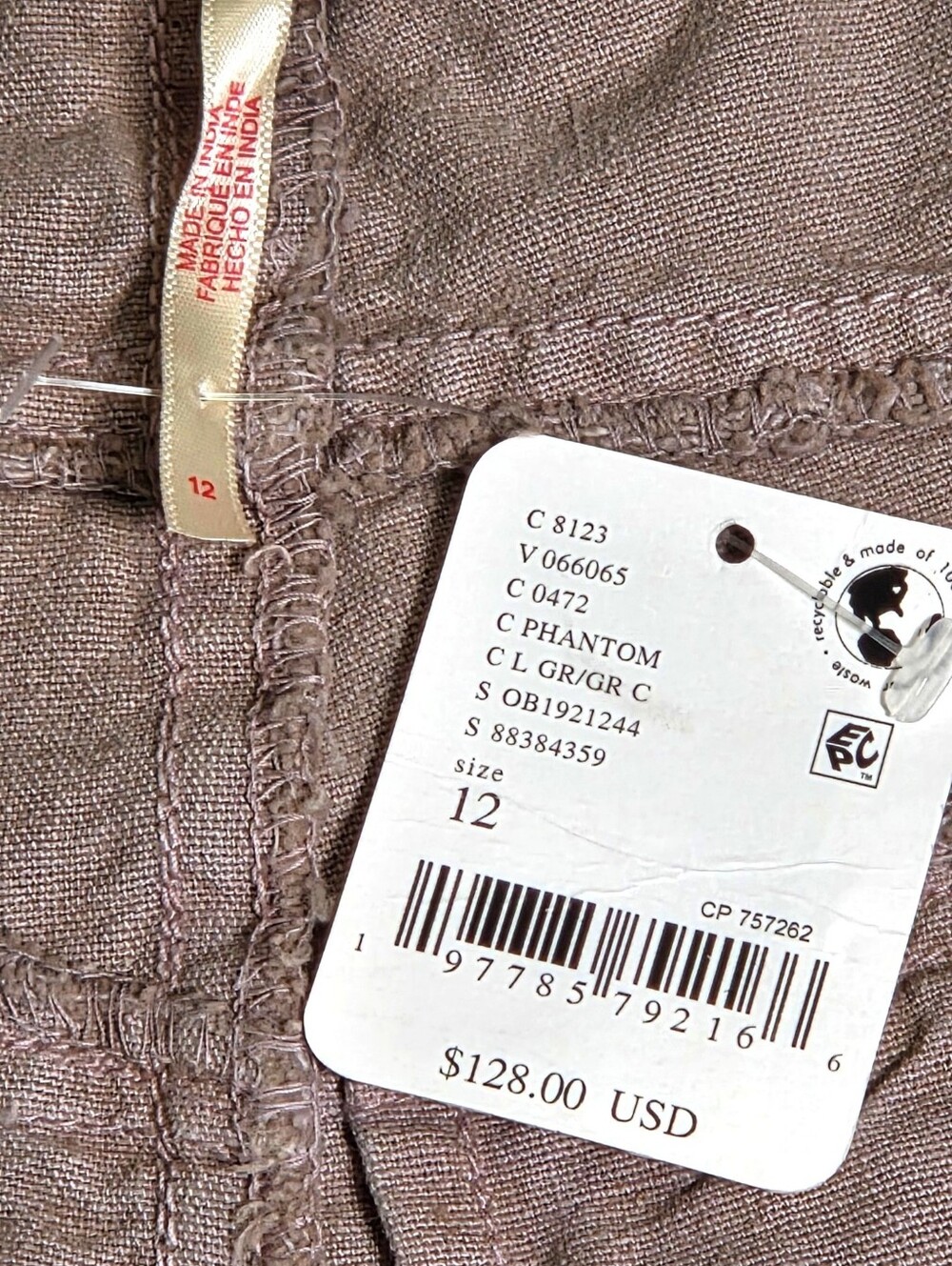 Free People Sweet Talk Chino Pants Phantom Grey/Tan Wide Leg Crop Size 12 NWT - Picture 8 of 13